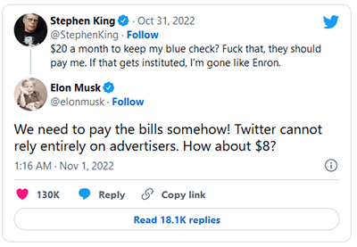 Twitter Musk vs Stephen King meme