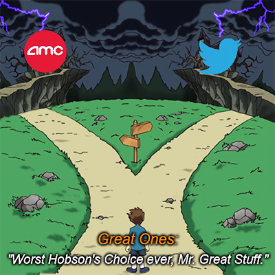 Twitter paywall vs AMC zoom meeting path meme