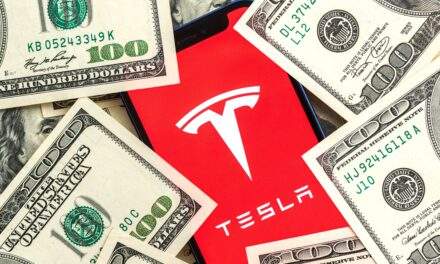 Tesla phone app surrounded by money