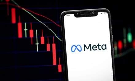 Smartphone with Meta app and stock crashing