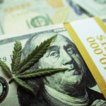 pot stock, cannabis leaf and dollar