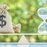 Options Trading Strategy bag of money with hour glass