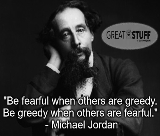 Be fearful Buffett Dickens Michael Jordan quote meme