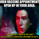 vaccine appointments open up Kylo Ren strength meme small