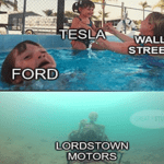 Wall Street with Tesla vs Ford vs Lordstown meme small