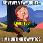 Vewy quiet I'm hunting crypto FUD meme small