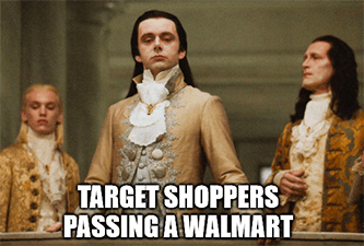 Target shoppers passing Walmart aristocrat meme