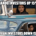 Canoo investors up Rivian down meme big