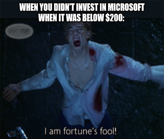 Romeo Juliet invest in Microsoft below $200 meme