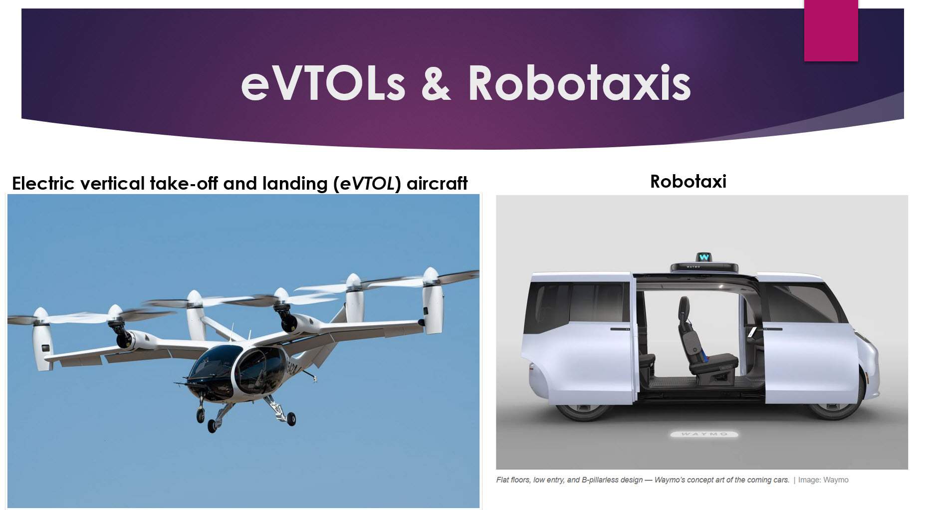eVTOLs and Robotaxis