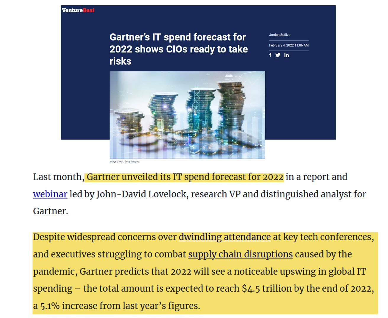 Gartner's IT spend forecast for 2022