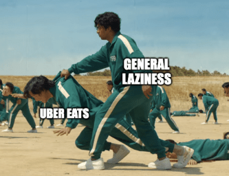 General laziness pushing Uber eats meme