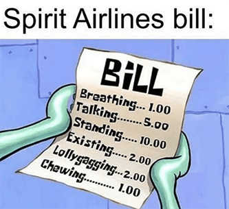 Spirit Airlines Bill SpongeBob Meme