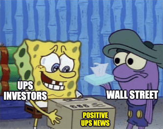 UPS investors Spongebob box positive UPS news meme