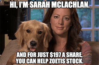 Sarah Mclachlan Zoetis $197 share earnings meme