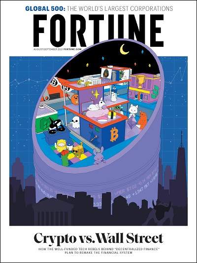 Fortune issue titled “Crypto vs. Wall Street” DeFi technology