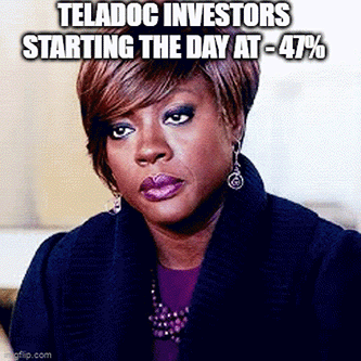 Teladoc starting day down 47%