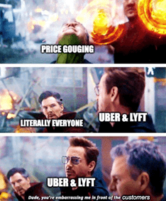 Price Gouging Uber/Lyft Meme