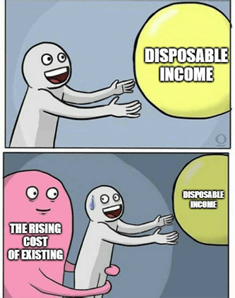 Rising Cost of Existing Seizing Disposable Income Bubble Meme