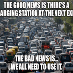 Charging stations next exit traffic meme