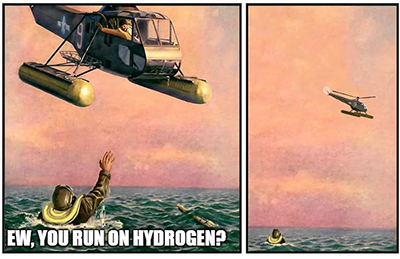 Hydrogen flying taxis helicopter power meme