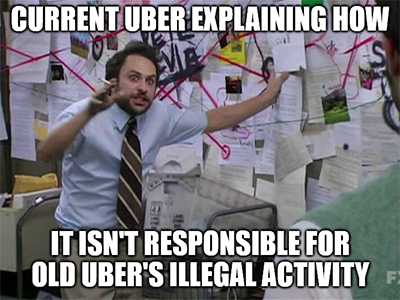 Uber explaining not responsible illegal meme