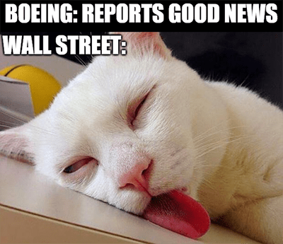 Boeing good news Wall Street asleep meme