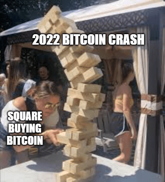 Square Block Jenga Bitcoin crash meme