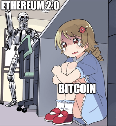 Bitcoin hunted by Terminator Ethereum meme