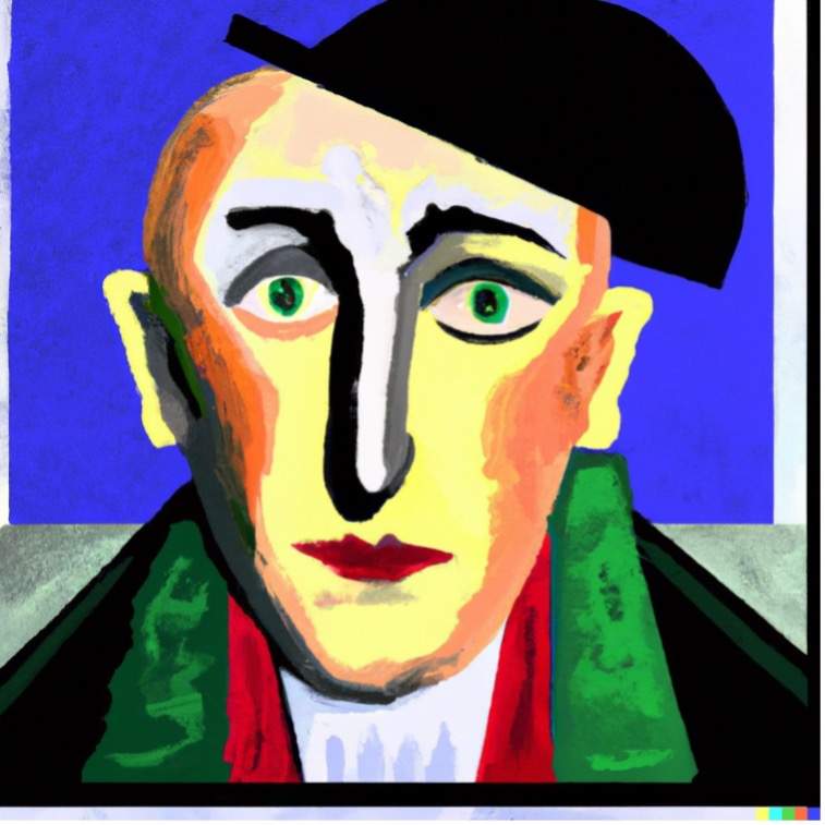 AI generates Picasso style Napoleon Bonaparte portrait.