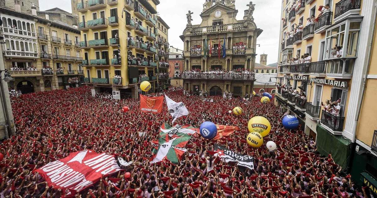 Running of the bulls in San Fermin